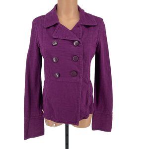 Dex Double Breasted Blazer Jacket Womens size Small Pet Fitted Dress Coat Purple